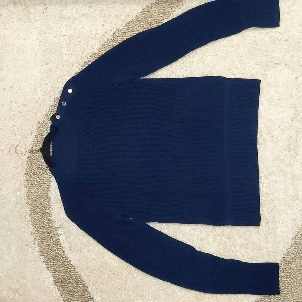 Small Navy Blue Mockneck Merino Wool Sweater from Club Monaco